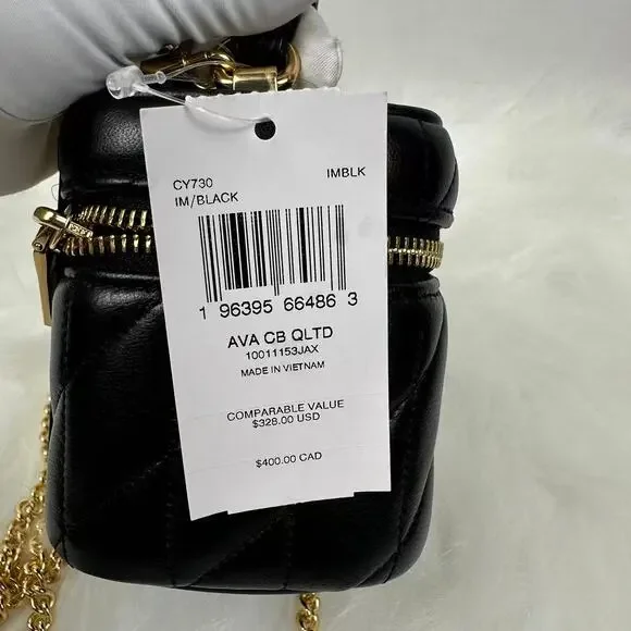 Coach Ava Crossbody Bag With Quilting In Gold/Black Leather CY730 NWT - Picture 8 of 11